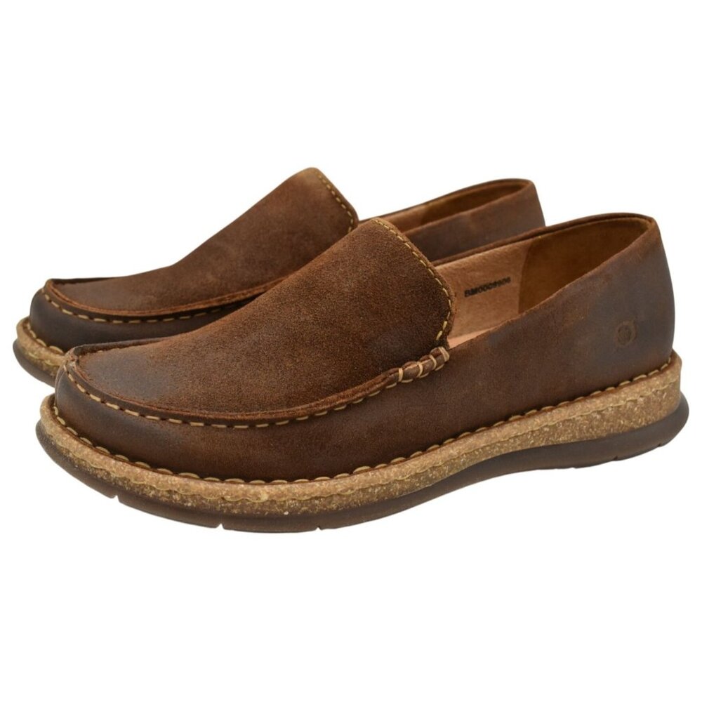 Born Men 9 Baylor‎ Brown Glazed Ginger Distressed Suede Slip On Casual Shoes